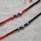 HANDMADE PERUVIAN BEADED FRIENDSHIP BRACELET ~Red & Black with Cat's Eye beads ~Jewelry