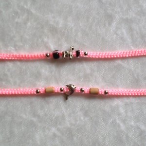 HANDMADE PERUVIAN BEADED FRIENDSHIP BRACELET ~Pink with Dolphin & Wood beads ~Jewelry