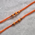 HANDMADE PERUVIAN BEADED FRIENDSHIP BRACELET ~Orange, w/Yellow Cascajo nuggets (Halloween) ~Jewelry