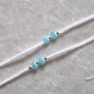 HANDMADE PERUVIAN BEADED FRIENDSHIP BRACELET ~ White with Aqua Cascajo Nuggets ~jewelry