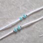 HANDMADE PERUVIAN BEADED FRIENDSHIP BRACELET ~ White with Aqua Cascajo Nuggets ~jewelry