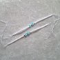 HANDMADE PERUVIAN BEADED FRIENDSHIP BRACELET ~ White with Aqua Cascajo Nuggets ~jewelry
