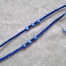 HANDMADE PERUVIAN BEADED FRIENDSHIP BRACELET ~Blue with Light Blue Cat's Eye beads ~Jewelry
