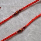 HANDMADE PERUVIAN BEADED FRIENDSHIP BRACELET ~Red with Striped Unique Design bead ~Jewelry