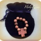 Olive Wood Finger Rosary in Velvet Pouch