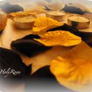 100 Black & Gold Mix Silk Rose Petals Weddings Crafts (Large)