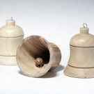 3 Miniature Olive Wood Bells Christmas Tree Decorations