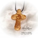 Olive Wood Holding Comfort Cross Pendant Necklace