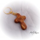 Comfort Cross Olive Wood Keyring  - Meaningful Gift