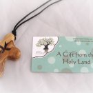 Olive Wood Holding Comfort Cross Pendant Necklace with Dove Cut Out