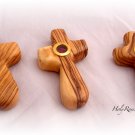 Olive Wood Holding/Comfort Cross - Deluxe Version - With Holyland Earth in Vial and Gift Bag