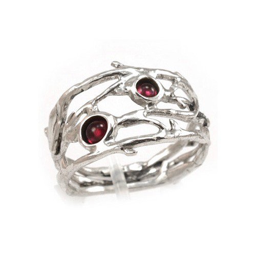 Sterling Silver Crown of Thorns Ring Set with Bramble Collection Made in the Holyland