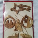 6 Olive Wood Christmas Tree Ornaments Decorations Presentation Gift Package