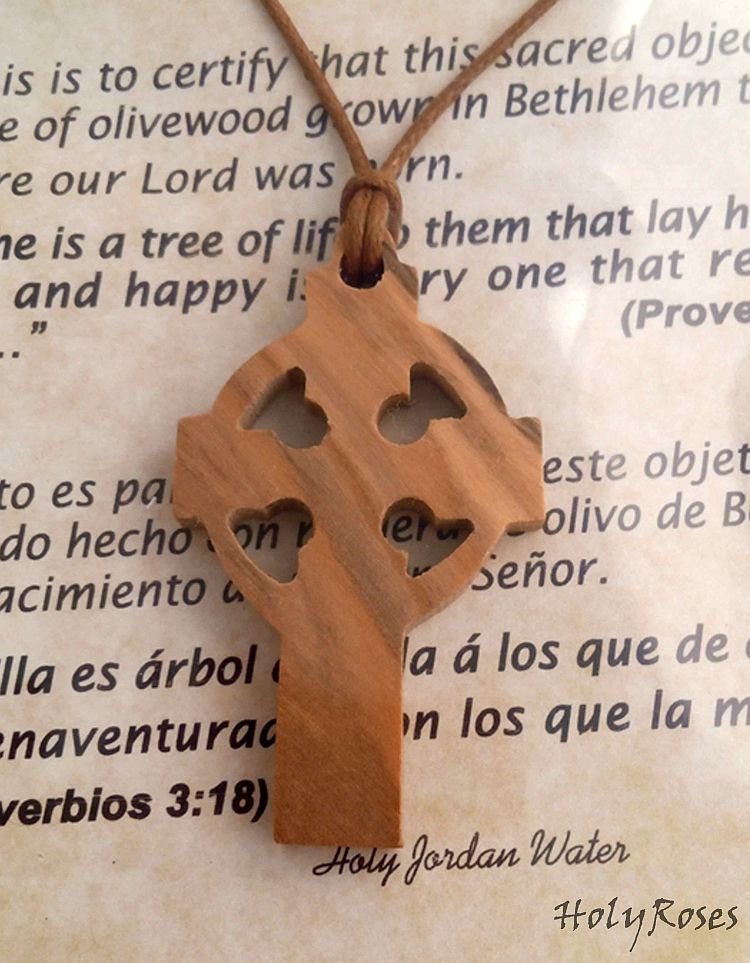 Celtic Cross / St. Patrick's Olive Wood Pendant