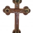 Olive Wood 14 Stations Wall Crucifix Holy Element Vials  18 cm 7" Small