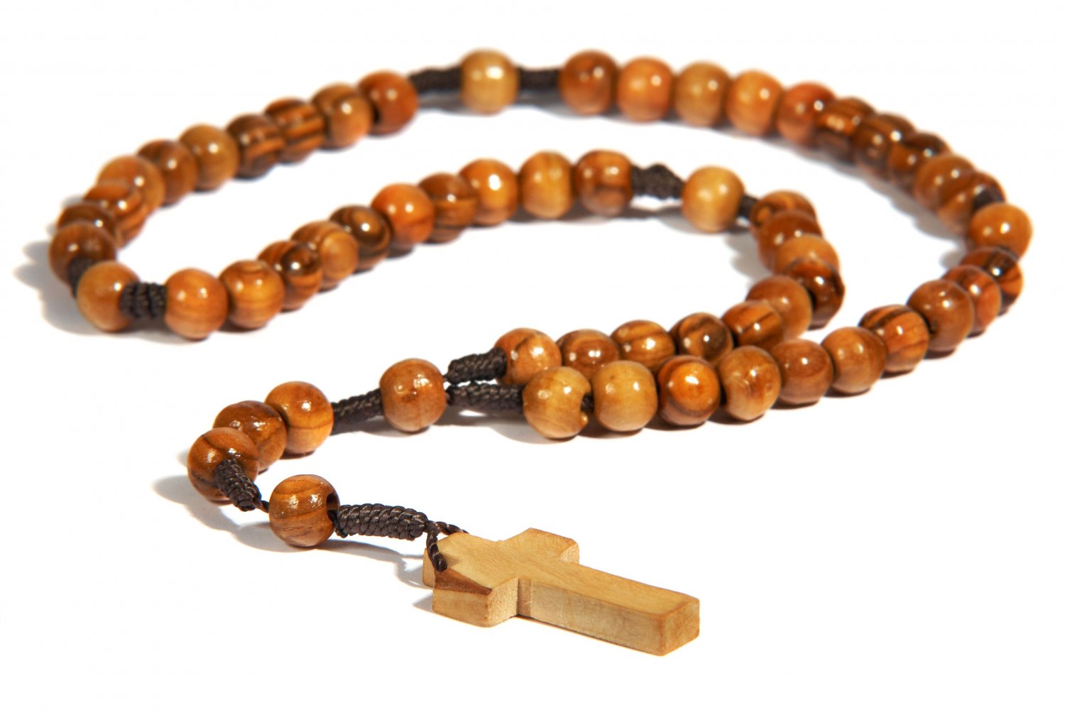 Bethlehem Olive Wood Rosary - Handmade Catholic Prayer Beads With Jesus Cross