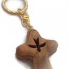 Comfort Cross Olive Wood Keyring Dove Cut Out