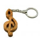 Olive Wood MUSICAL NOTE Keyring Key Chain Treble Clef - Hand Carved in Bethlehem