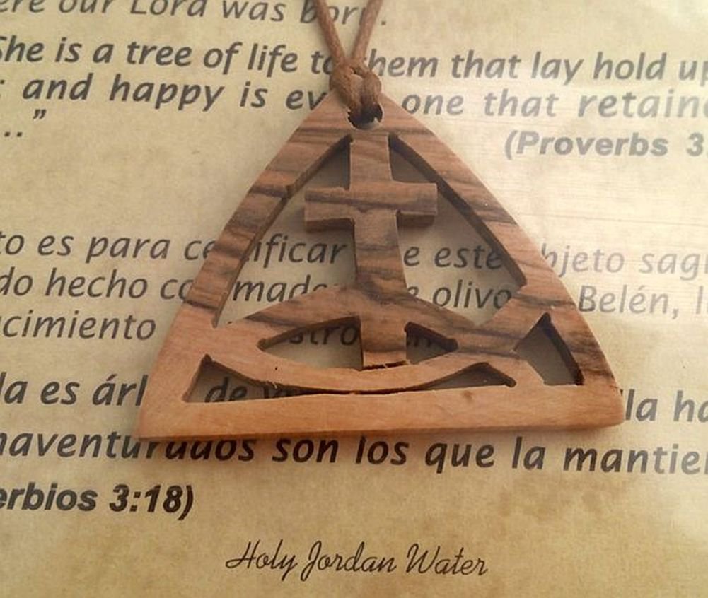 Ichthys (Fish symbol V3) Cross Olive Wood Pendant