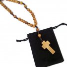Olive Wood Anglican Brown Rope Rosary with Velveteen Pouch