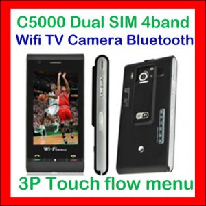 Unlocked Ephone C5000 Quadband+2Sim+WIFI+TV+FM+JAVA+2GB+ 3page touch flow menu cellphone