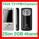 Free ship Unlocked Unlcok Anycool T828 TV mobile 2SIM 2 camera quadband