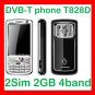 Free ship Unlocked Unlcok Anycool T828  DVB-T TV mobile 2SIM 2 camera quadband