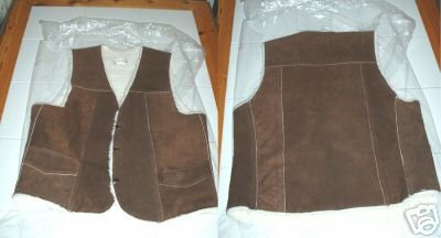 LEATHER VEST, SUEDED WITH LINING, Size:Small, **NEW**