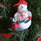 SNOWMAN IN A BASEBALL CAP WITH SQUIRREL ORNAMENT, **NEW**