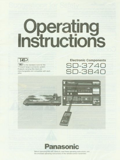 PANASONIC SD-3740/3840 STEREO COMPONENT OWNER'S MANUAL