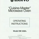 SANYO MICROWAVE EM-2520s OWNER'S MANUAL **NEW**