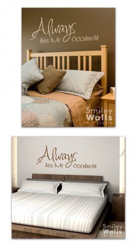 Always Kiss Me Goodnight Romantic Vinyl Words Lettering