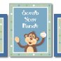 SET OF 3 MONKEY BLUE POP MONKEYS NURSERY ART PRINTS