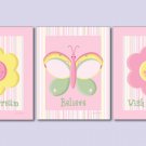 Set of 3 art prints for girls / FLOWERS and BUTTERFLY