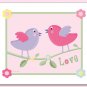 Nursery wall art print for girls LOVE BIRDS FLOWERS