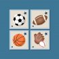SET OF 4 PRINTS / SPORTS BASEBALL FOOTBALL BASKETBALL