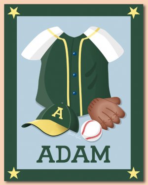 11"x14"  PERSONALIZED ART PRINT SPORT BASEBALL UNIFORM