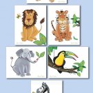 SET OF 4 NURSERY ART PRINTS JUNGLE SAFARI BABY ANIMALS