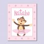 11"x14" GIRL'S PERSONALIZED ART PRINT BALLERINA MONKEY