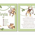 SET OF JUNGLE MONKEYS POEM&BOY'S NAME WALL ART PRINTS