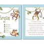 SET OF JUNGLE MONKEYS POEM&BOY'S NAME WALL ART PRINTS