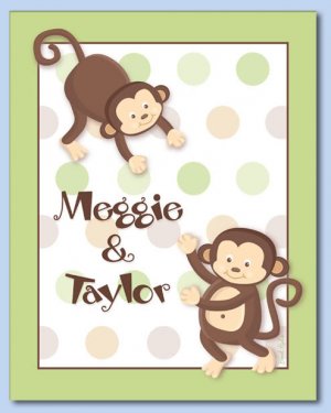 11"x14" PERSONALIZED ART PRINT KIDS MONKEY POP MONKEYS