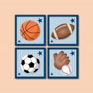 SET OF 4 PRINTS / SPORTS FOOTBALL  BASKETBALL  BASEBALL