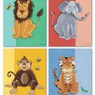 SET OF 4 ART PRINTS FOR KIDS JUNGLE SAFARI BABY ANIMALS