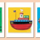 SET OF 3 ART PRINTS TRANSPORTATION VEHICLES PLANE TRAIN