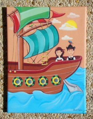 PRINT ON CANVAS FOR NURSERY CHILDREN ROOM / PIRATE SHIP