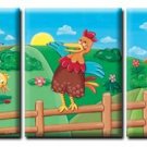 SET OF 3 PRINTS ON STRETCHED CANVAS / CHICKEN FARM