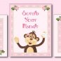 JUNGLE MONKEY SET OF 3 GIRL BATHROOM PRINTS WASH YOUR..