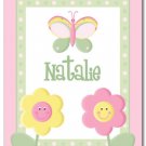11"x14" GIRL PERSONALIZED ART PRINT FLOWERS & BUTTERFLY