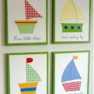 STRETCHED CANVAS BABY BOATS KIDS SAILBOAT ART - 16x20